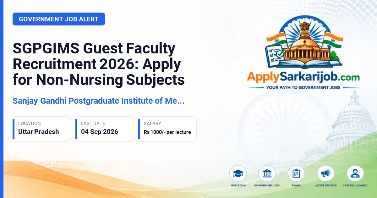 Sanjay Gandhi Postgraduate Institute of Medical Sciences - Guest Faculty (Non-Nursing Subject) Official Notification Poster & Schedule