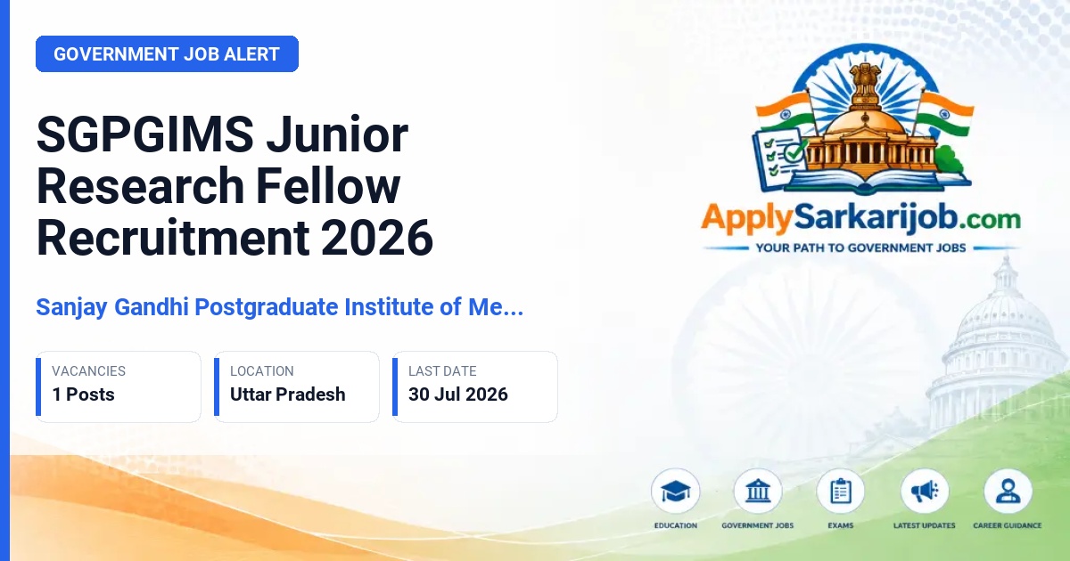 Sanjay Gandhi Postgraduate Institute of Medical Sciences - Junior Research Fellow Official Notification Poster & Schedule