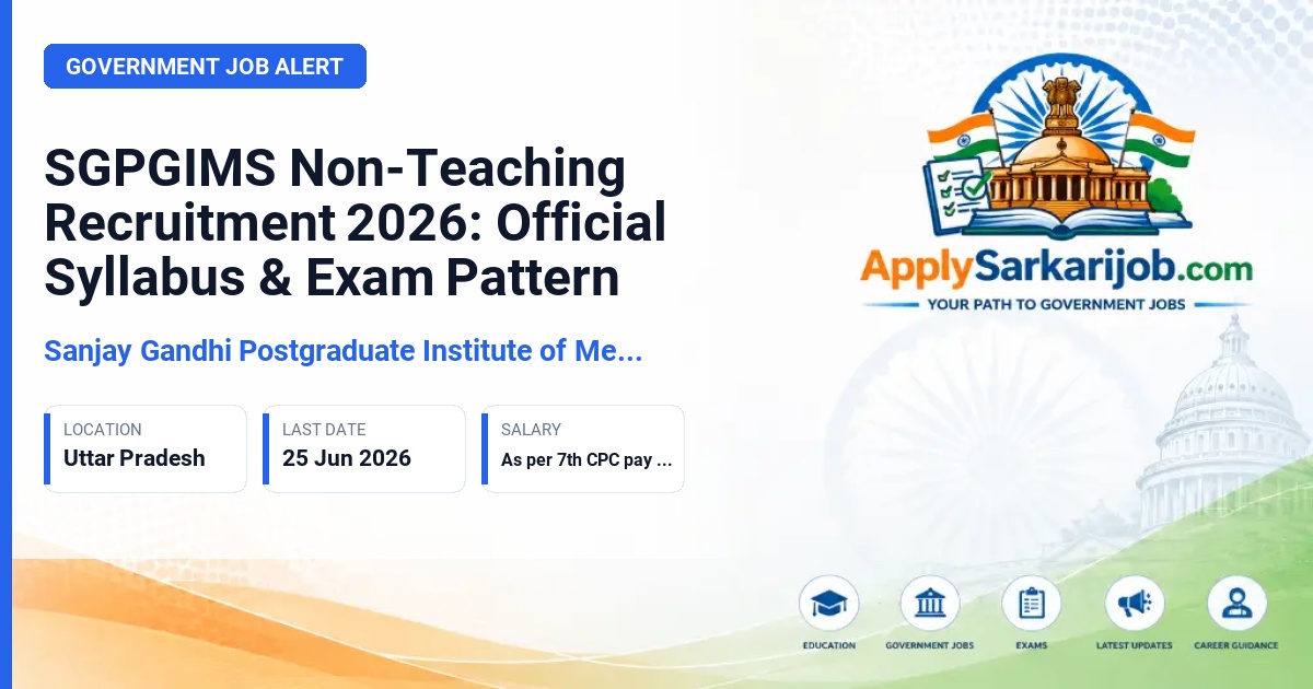 Sanjay Gandhi Postgraduate Institute of Medical Sciences (SGPGIMS) - Various Group B & C Non-Teaching Posts Official Notification Poster & Schedule