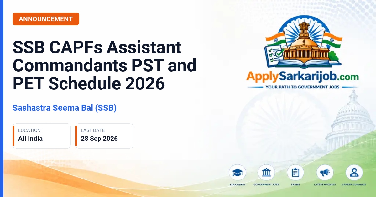Sashastra Seema Bal (SSB) - CAPFs (Assistant Commandants) Examination 2026 Official Notification Poster & Schedule