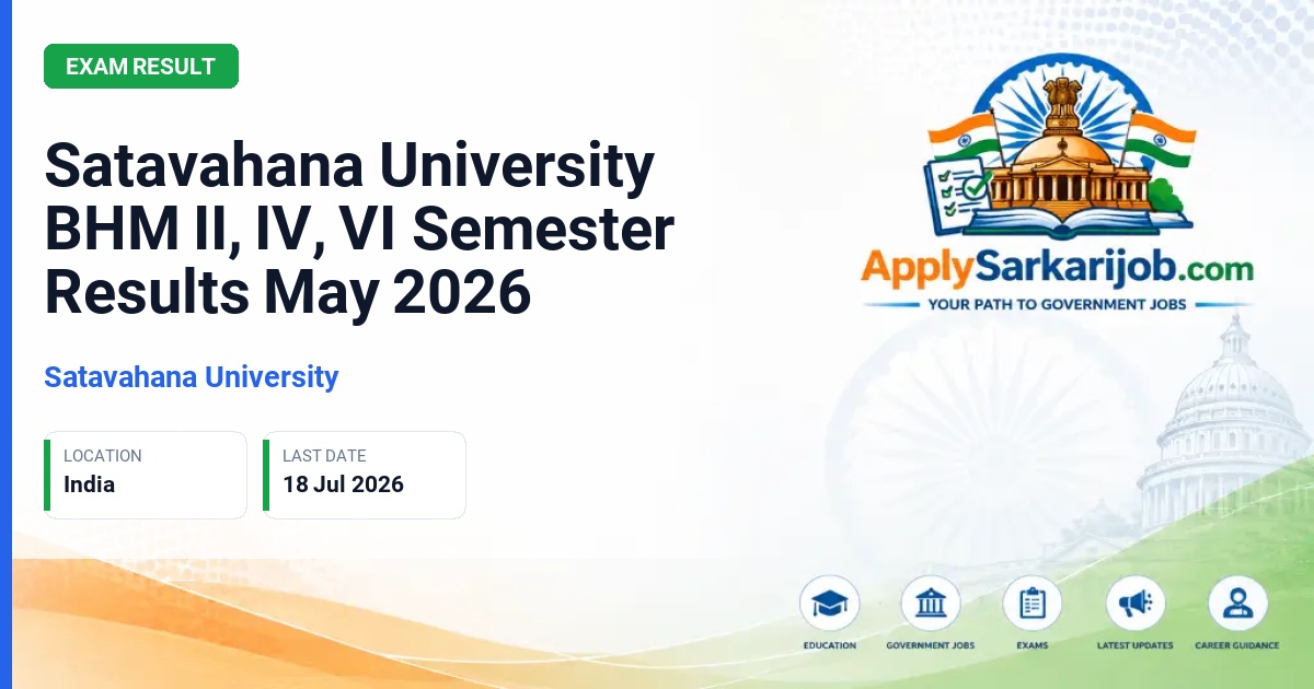 Satavahana University - Satavahana University BHM II, IV, VI Semester Results May 2026 Official Notification Poster & Schedule