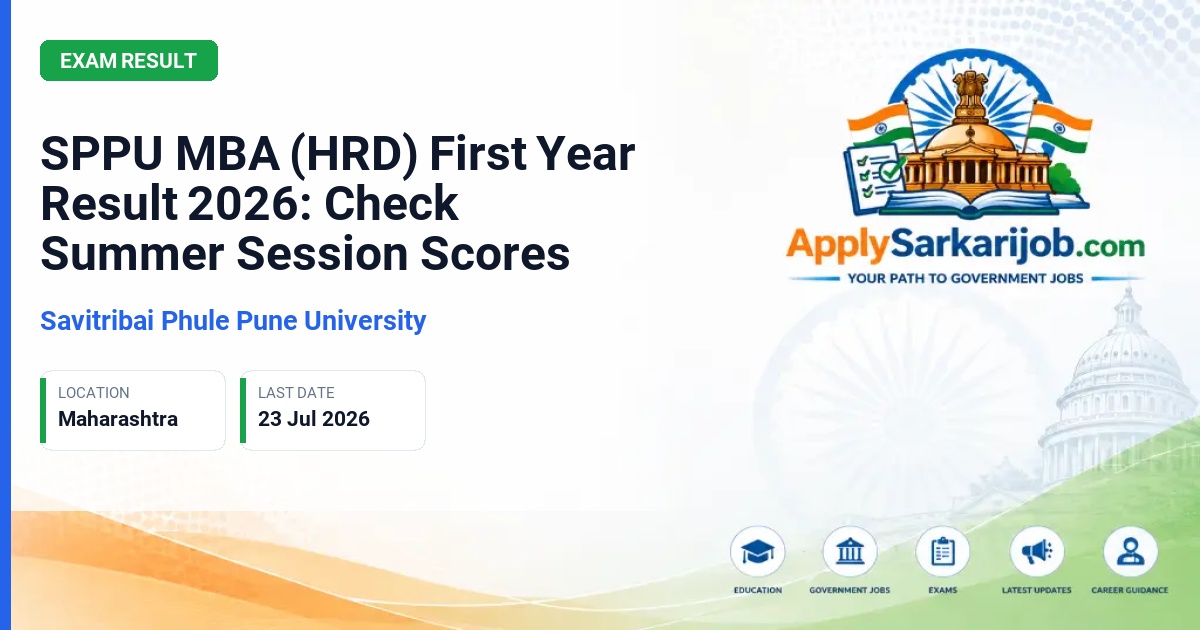 Savitribai Phule Pune University - SPPU MBA (HRD) First Year Result 2026: Check Summer Session Scores Official Notification Poster & Schedule