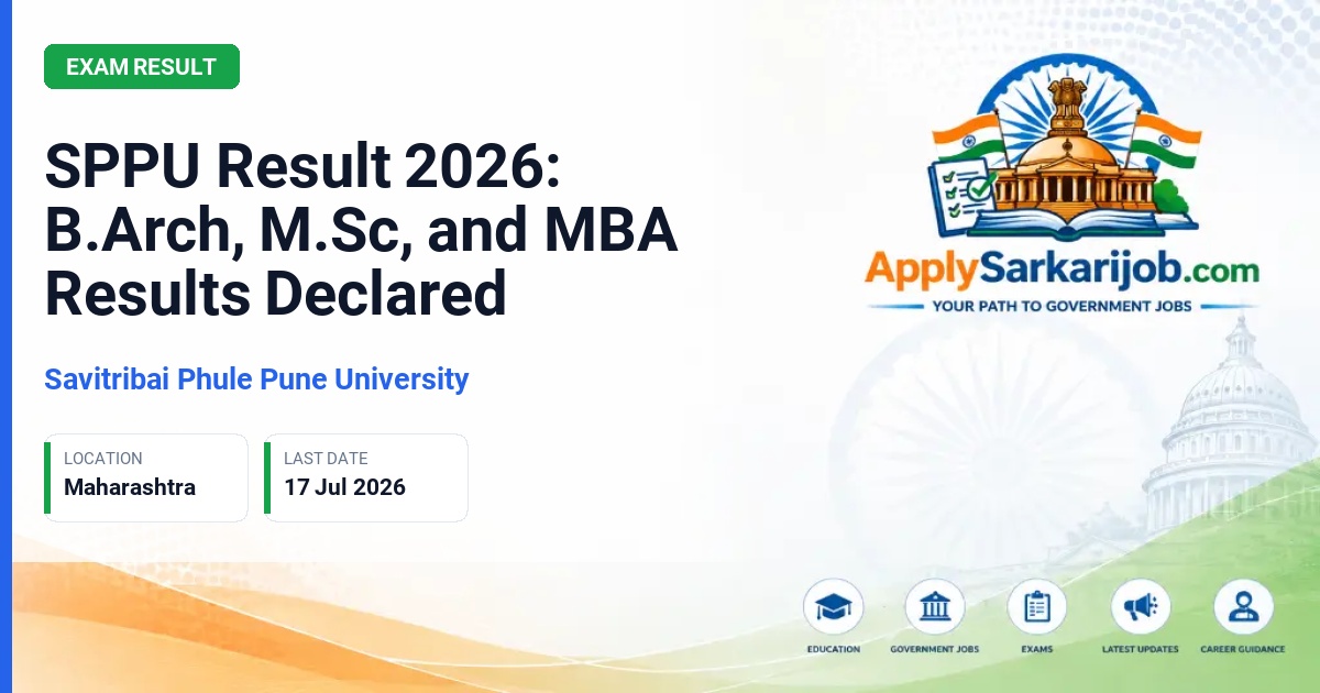 Savitribai Phule Pune University - SPPU Result 2026: B.Arch, M.Sc, and MBA Results Declared Official Notification Poster & Schedule