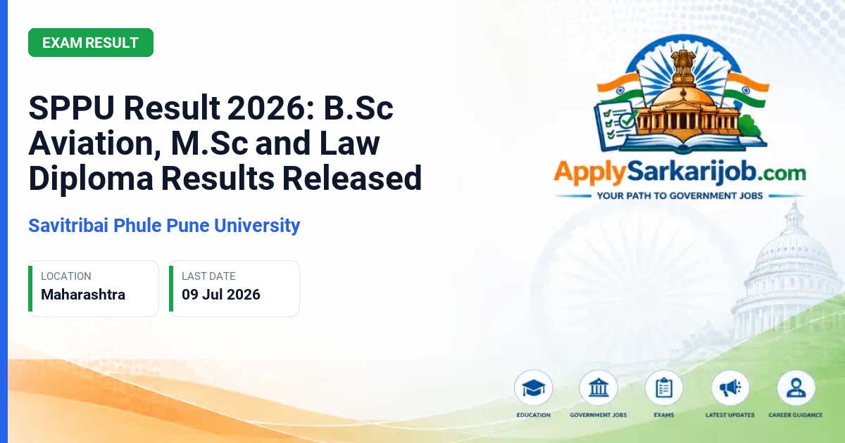 Savitribai Phule Pune University - SPPU Result 2026: B.Sc Aviation, M.Sc and Law Diploma Results Released Official Notification Poster & Schedule