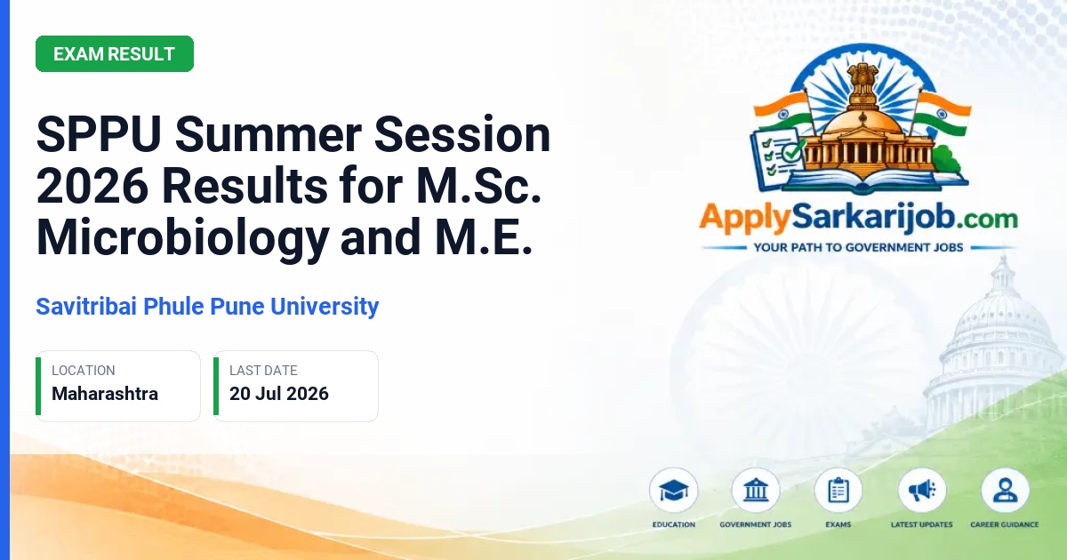 Savitribai Phule Pune University - SPPU Summer Session 2026 Results for M.Sc. Microbiology and M.E. Official Notification Poster & Schedule