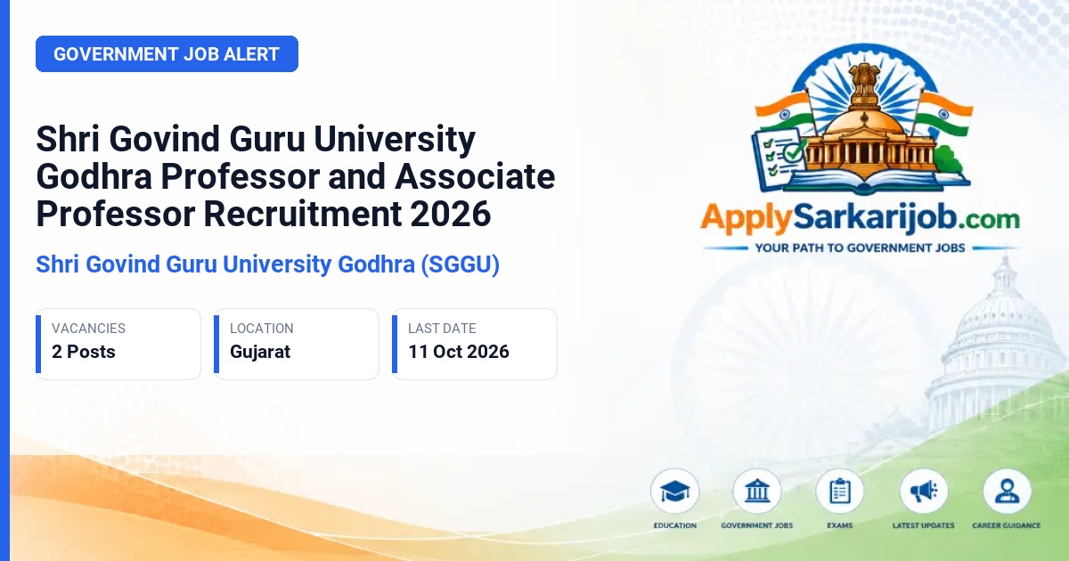 Shri Govind Guru University Godhra (SGGU) - Professor and Associate Professor Official Notification Poster & Schedule