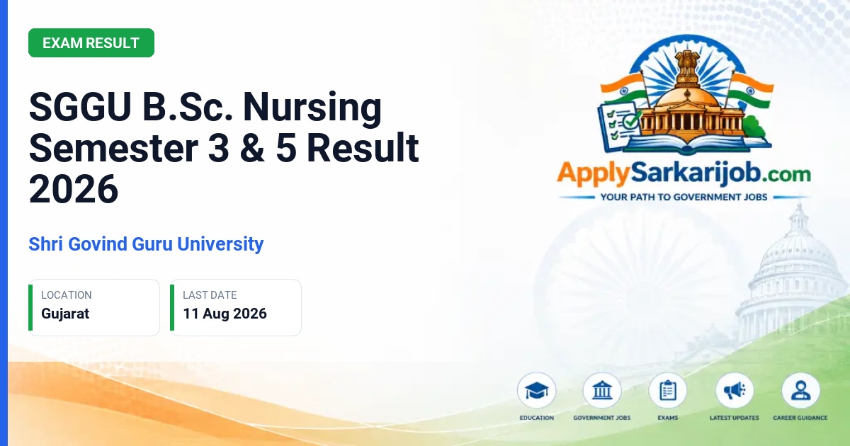 Shri Govind Guru University - SGGU B.Sc. Nursing Semester 3 & 5 Result 2026 Official Notification Poster & Schedule