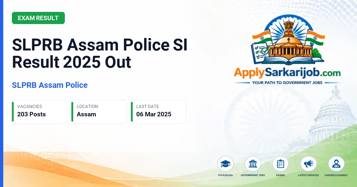 SLPRB Assam Police - Sub Inspector Official Notification Poster & Schedule