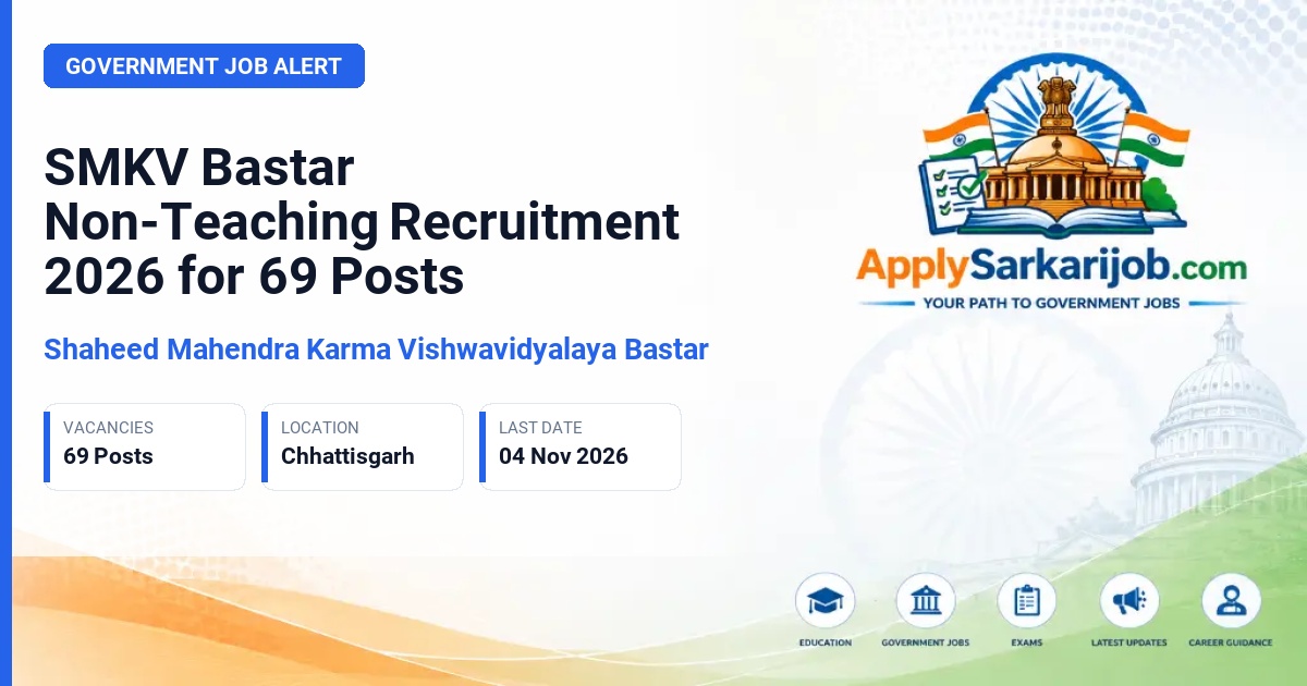 Shaheed Mahendra Karma Vishwavidyalaya Bastar - Non-Teaching Posts Official Notification Poster & Schedule
