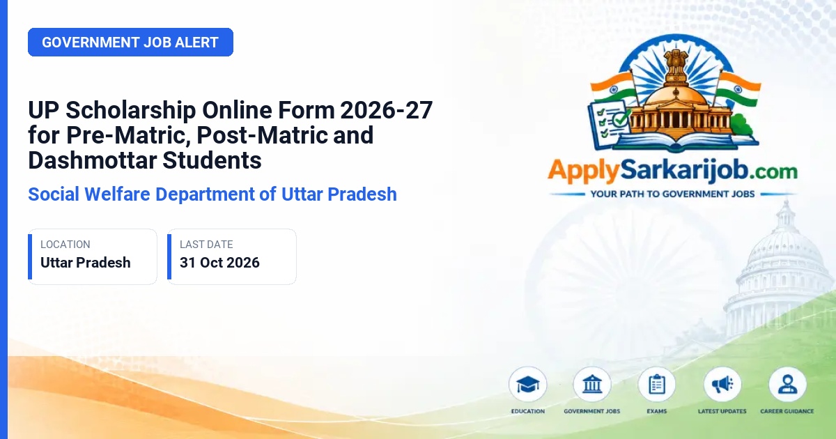 Social Welfare Department of Uttar Pradesh - Scholarship Official Notification Poster & Schedule