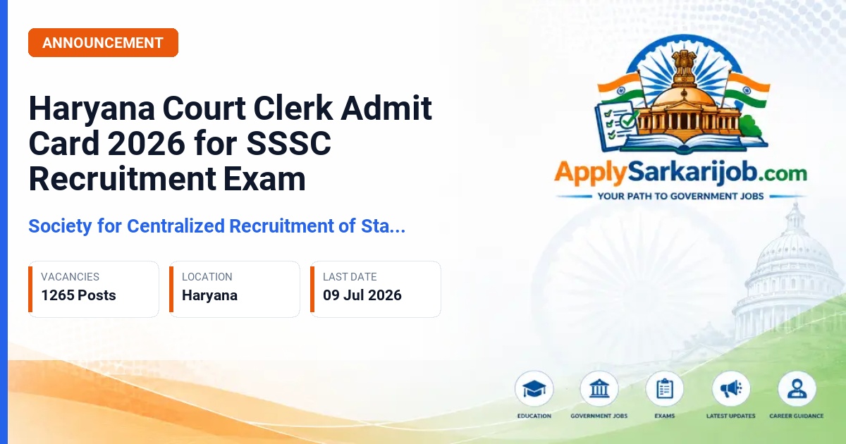 Society for Centralized Recruitment of Staff in Subordinate Courts - Clerk Official Notification Poster & Schedule
