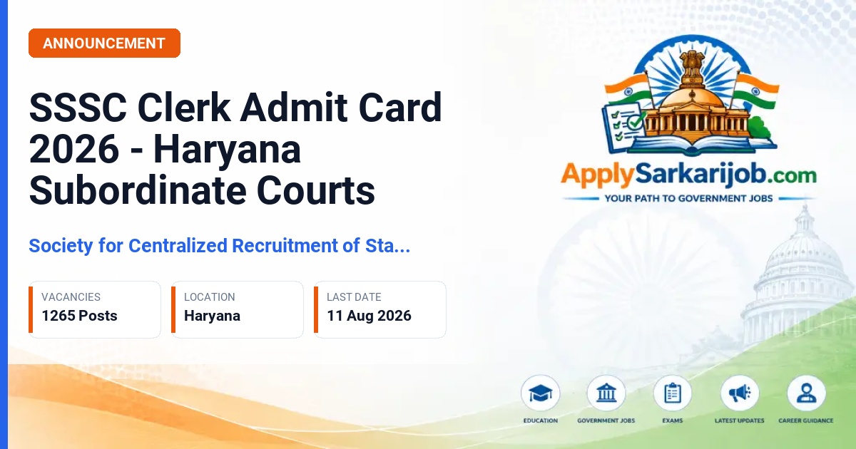 Society for Centralized Recruitment of Staff in Subordinate Courts - Clerk Official Notification Poster & Schedule