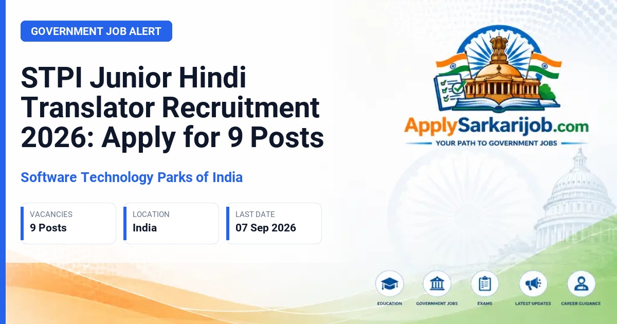 Software Technology Parks of India - Junior Hindi Translator Official Notification Poster & Schedule