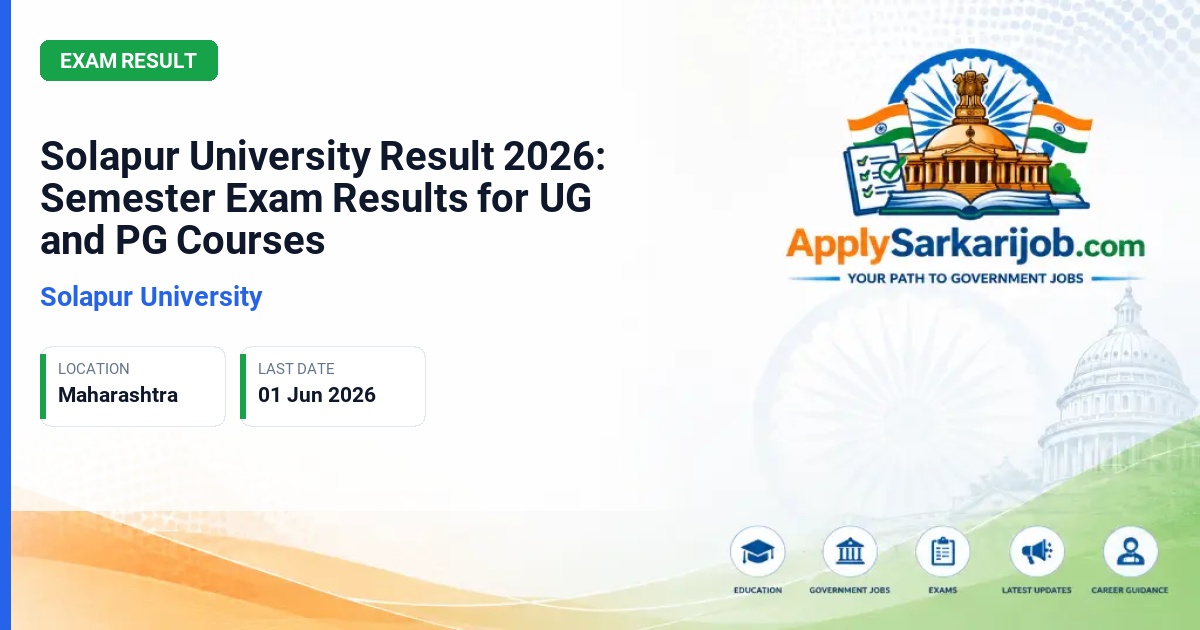 Solapur University - Solapur University Result 2026: Semester Exam Results for UG and PG Courses Official Notification Poster & Schedule
