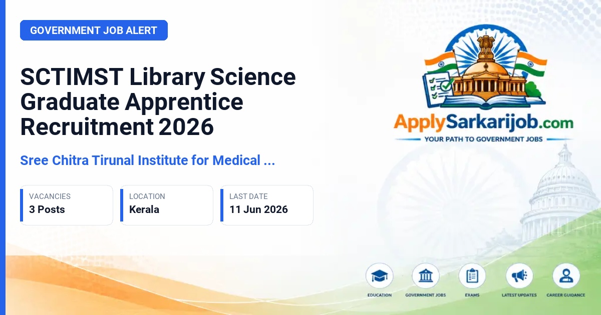 Sree Chitra Tirunal Institute for Medical Sciences and Technology - Graduate Apprentice in Library Science Official Notification Poster & Schedule