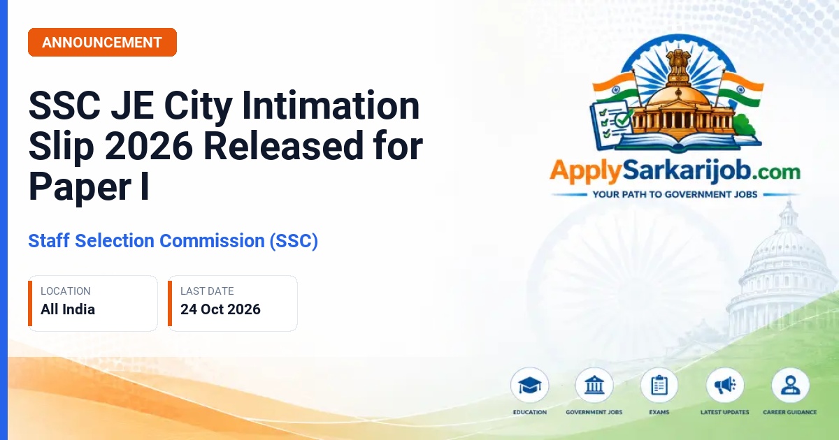 Staff Selection Commission (SSC) - Junior Engineer Examination 2026 Paper-I Official Notification Poster & Schedule