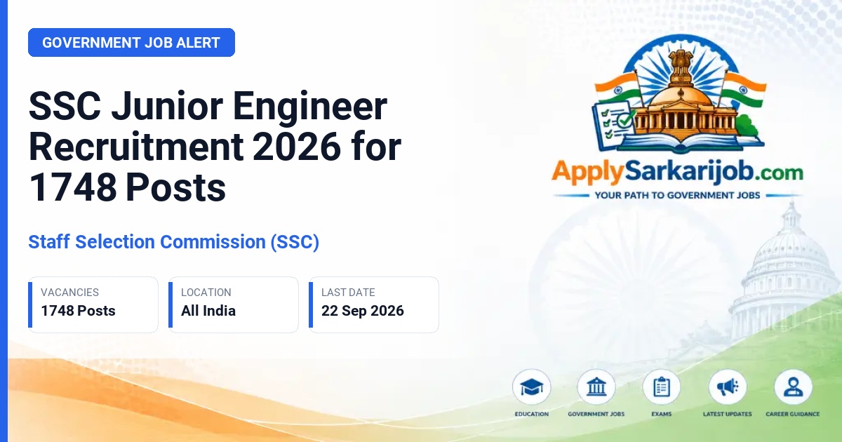 Staff Selection Commission (SSC) - Junior Engineer (Civil, Electrical, Mechanical) Official Notification Poster & Schedule