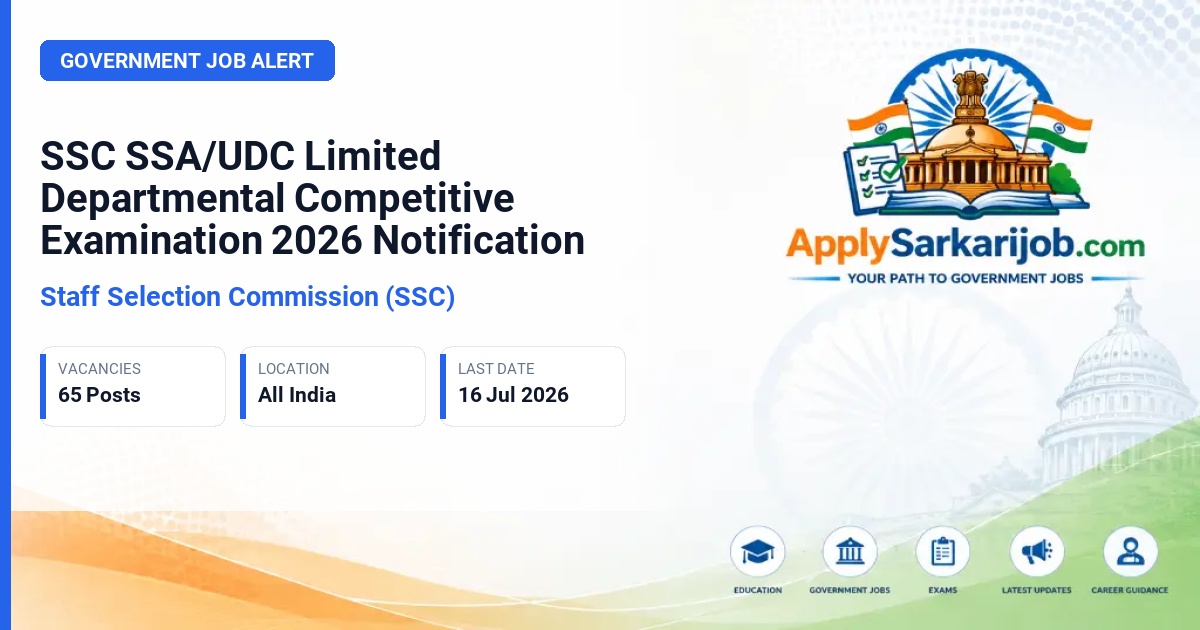 Staff Selection Commission (SSC) - Senior Secretariat Assistant (SSA) / Upper Division Clerk (UDC) Official Notification Poster & Schedule