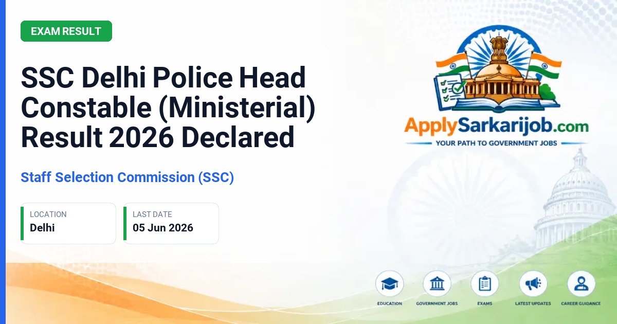 Staff Selection Commission (SSC) - Head Constable (Ministerial) Official Notification Poster & Schedule