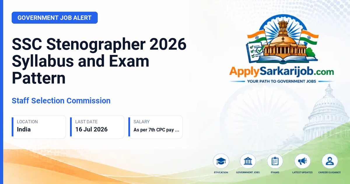 Staff Selection Commission - Stenographer Grade C and Grade D Official Notification Poster & Schedule