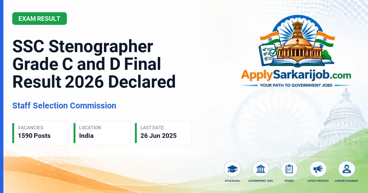 Staff Selection Commission - Stenographer Grade C and D Official Notification Poster & Schedule