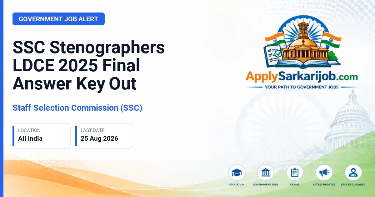 Staff Selection Commission (SSC) - Grade 'C' Stenographers Limited Departmental Competitive Examination (LDCE), 2025 Official Notification Poster & Schedule
