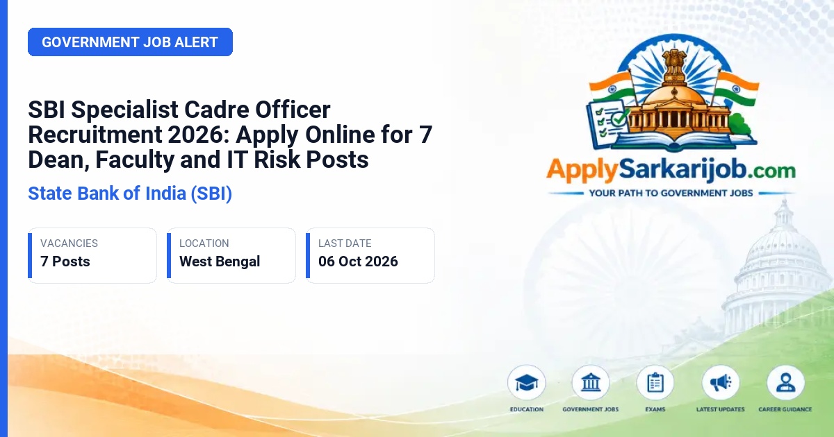 State Bank of India (SBI) - Specialist Cadre Officers (Dean, Faculty, Marketing Executive, Deputy Vice President IT Risk, Assistant Vice President IT Risk) Official Notification Poster & Schedule