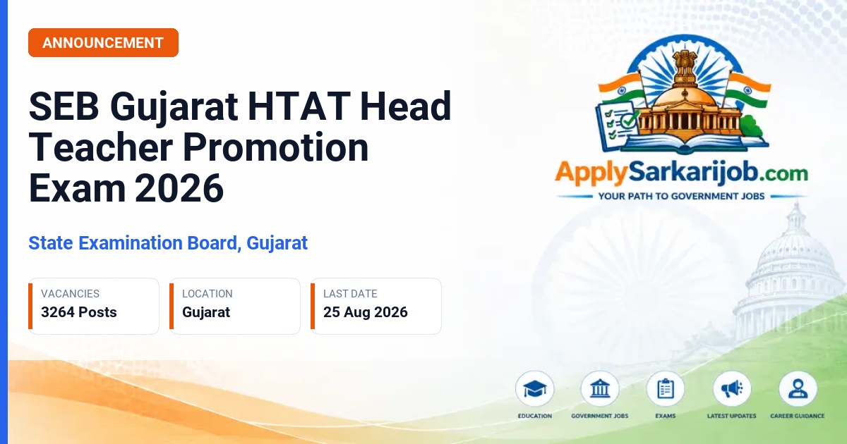 State Examination Board, Gujarat - Head Teacher (Class-III) Official Notification Poster & Schedule