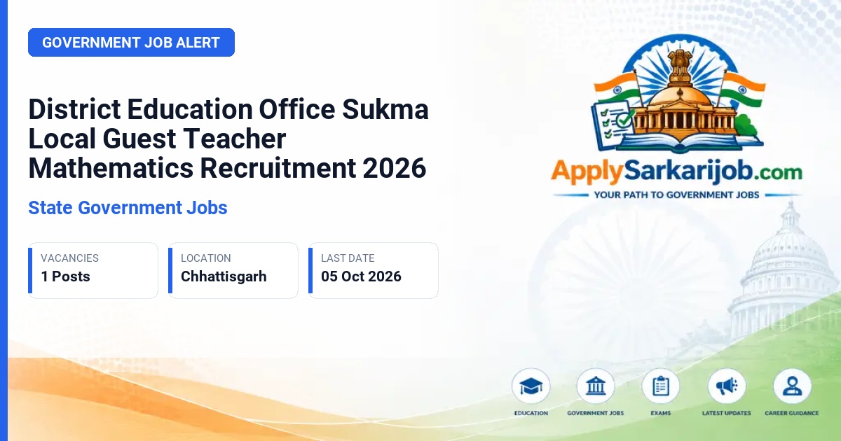State Government Jobs - Local Guest Teacher (Mathematics) Official Notification Poster & Schedule