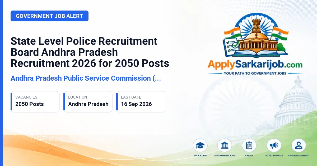 Andhra Pradesh Public Service Commission (APPSC) - Sub Inspector, Reserve Sub Inspector, Police Constable, Fireman, Warder, and Scientific Assistant Official Notification Poster & Schedule