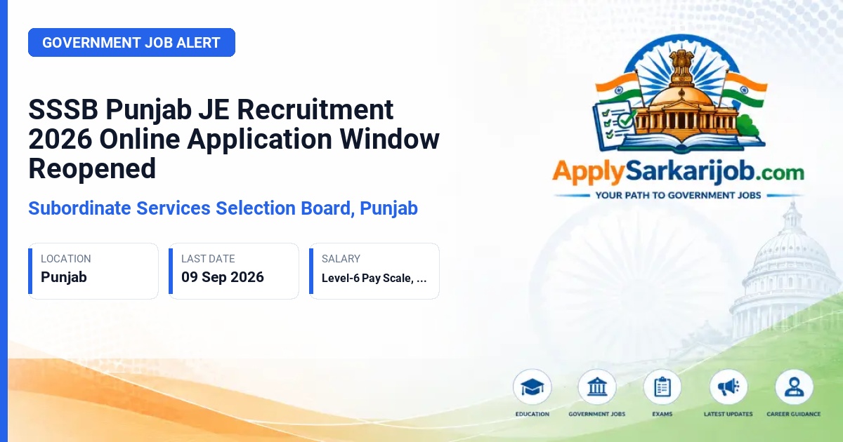 Subordinate Services Selection Board, Punjab - Junior Engineer (Civil, Mechanical, Electrical) Official Notification Poster & Schedule