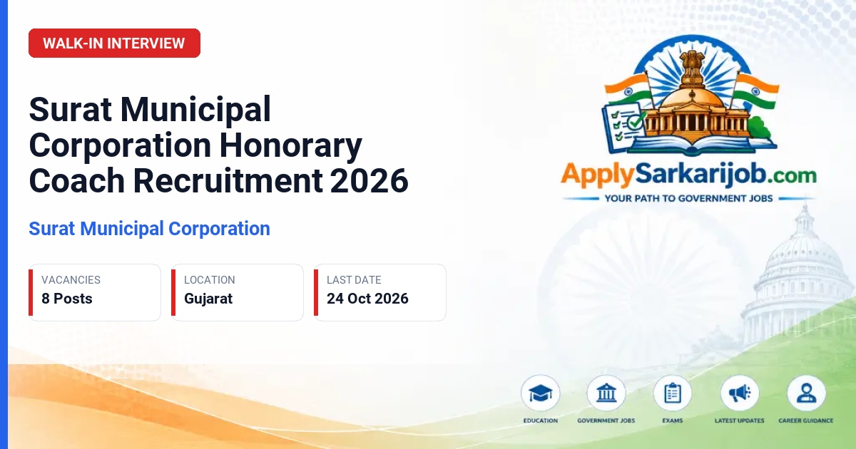 Surat Municipal Corporation - Honorary Coach Official Notification Poster & Schedule
