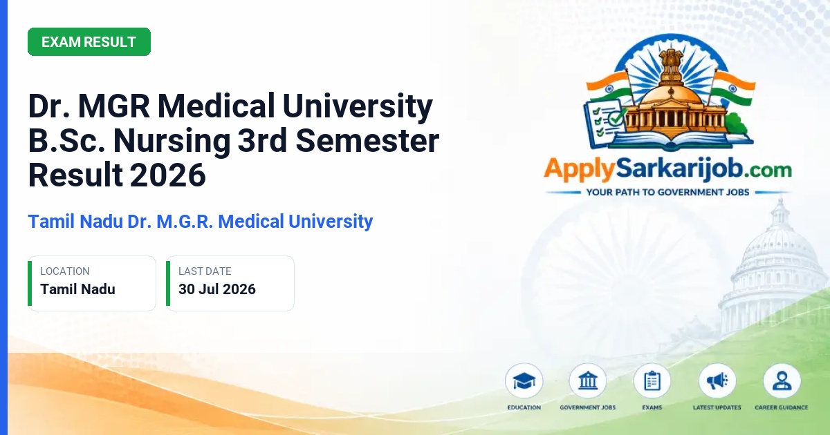 Tamil Nadu Dr. M.G.R. Medical University - Dr. MGR Medical University B.Sc. Nursing 3rd Semester Result 2026 Official Notification Poster & Schedule
