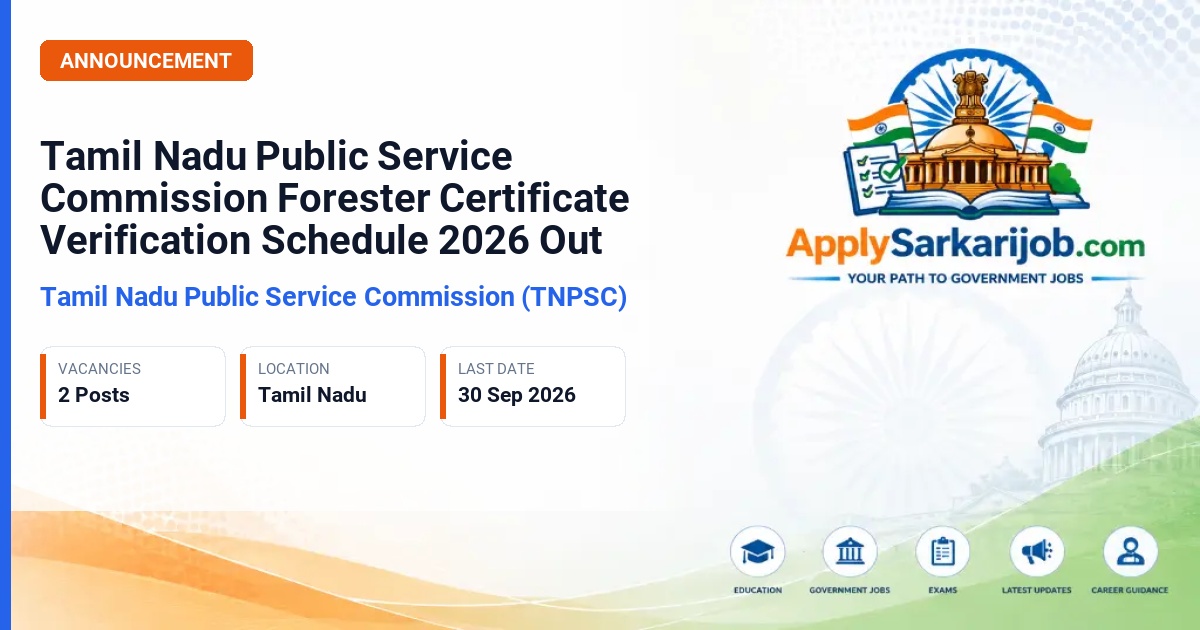 Tamil Nadu Public Service Commission (TNPSC) - Forester Official Notification Poster & Schedule