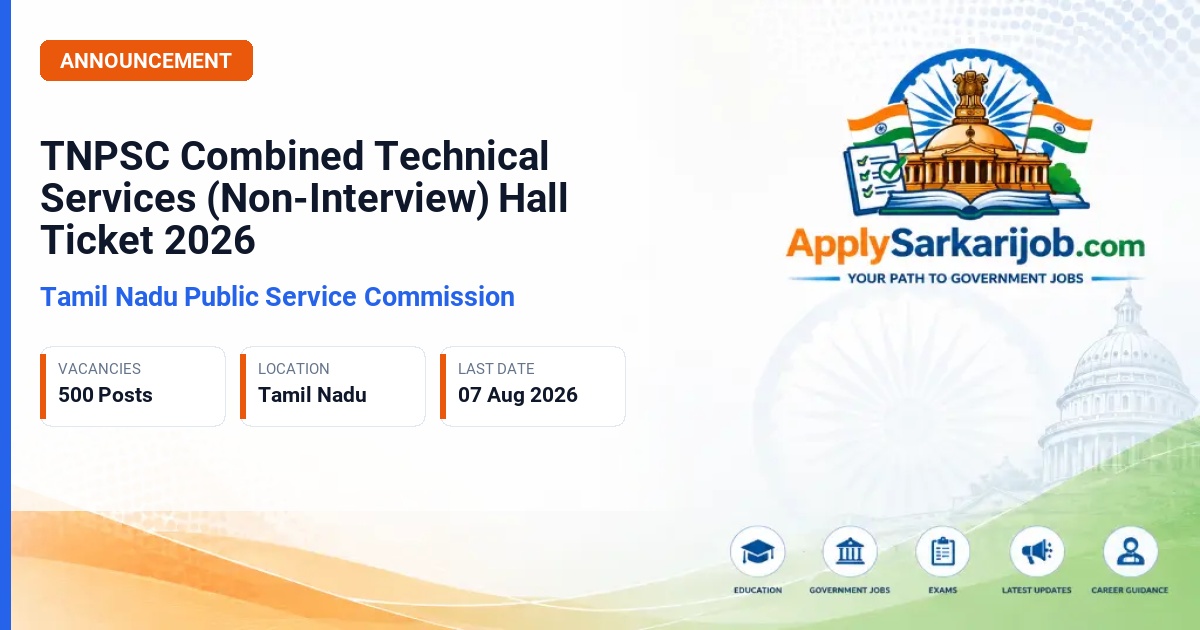 Tamil Nadu Public Service Commission - Combined Technical Services (Non-Interview Posts) Official Notification Poster & Schedule