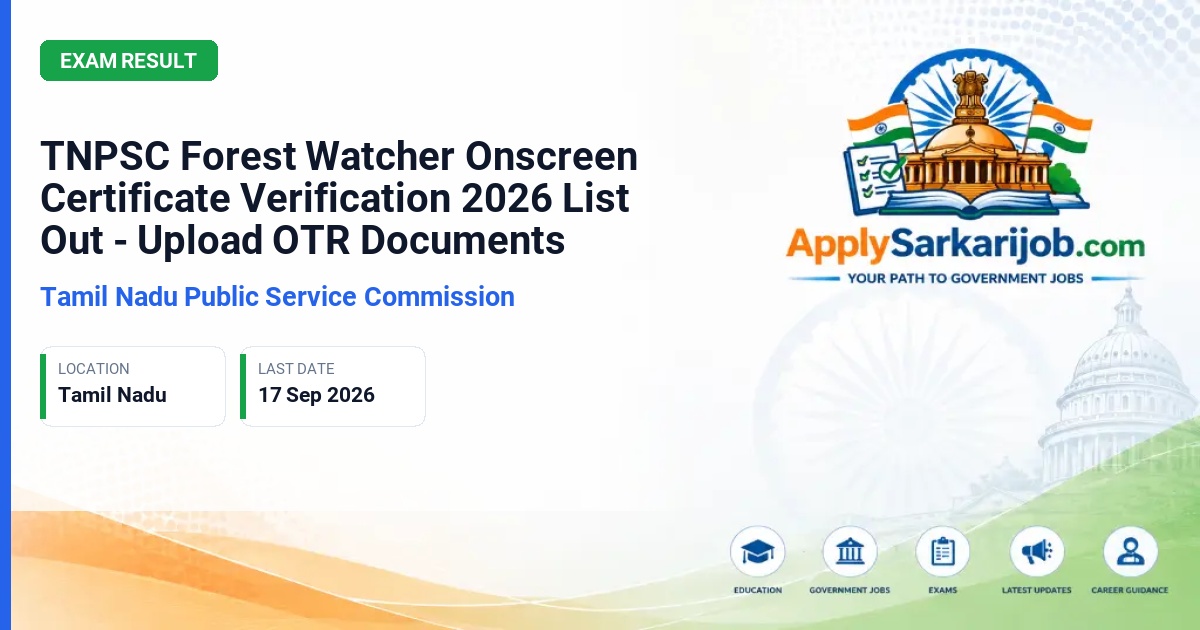Tamil Nadu Public Service Commission - Forest Watcher (Group-IV Services) Official Notification Poster & Schedule