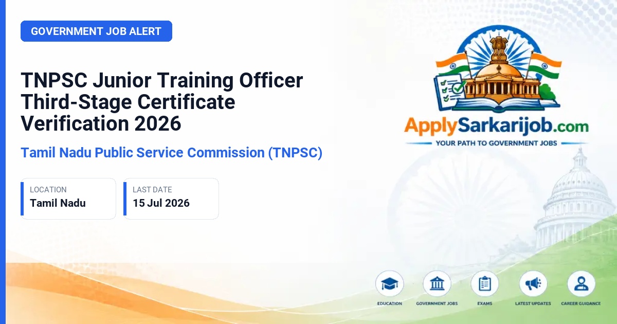 Tamil Nadu Public Service Commission (TNPSC) - Junior Training Officer Official Notification Poster & Schedule