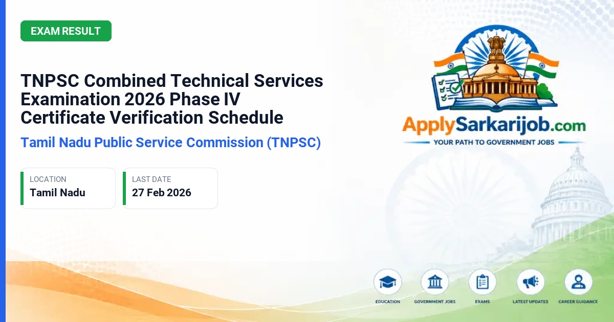 Tamil Nadu Public Service Commission (TNPSC) - Combined Technical Services Examination (CTSE) Official Notification Poster & Schedule