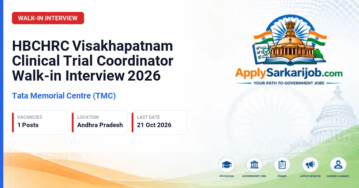 Tata Memorial Centre (TMC) - Clinical Trial Coordinator Official Notification Poster & Schedule