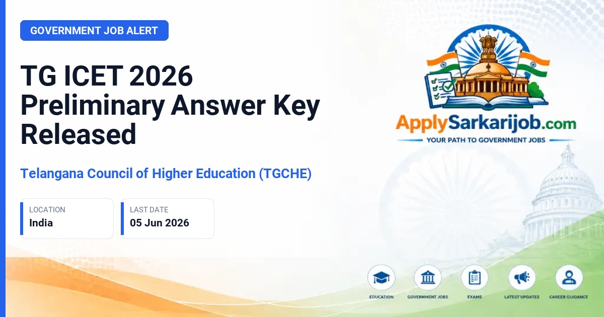 Telangana Council of Higher Education (TGCHE) - TG ICET 2026 Preliminary Answer Key Released Official Notification Poster & Schedule