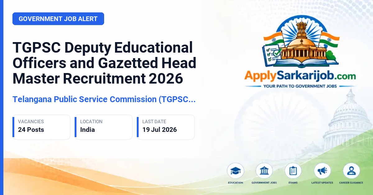 Telangana Public Service Commission (TGPSC / TSPSC) - Deputy Educational Officers / Gazetted Head Master Grade-I Official Notification Poster & Schedule
