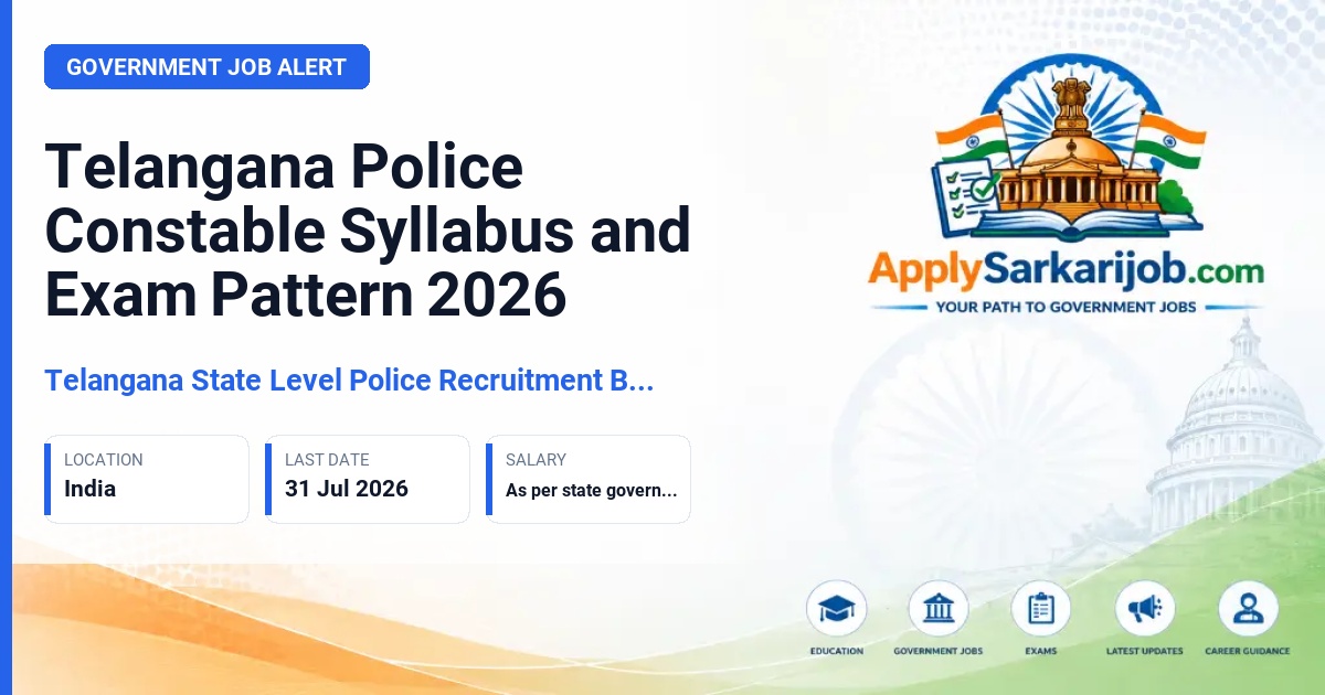 Telangana State Level Police Recruitment Board - Police Constable Official Notification Poster & Schedule