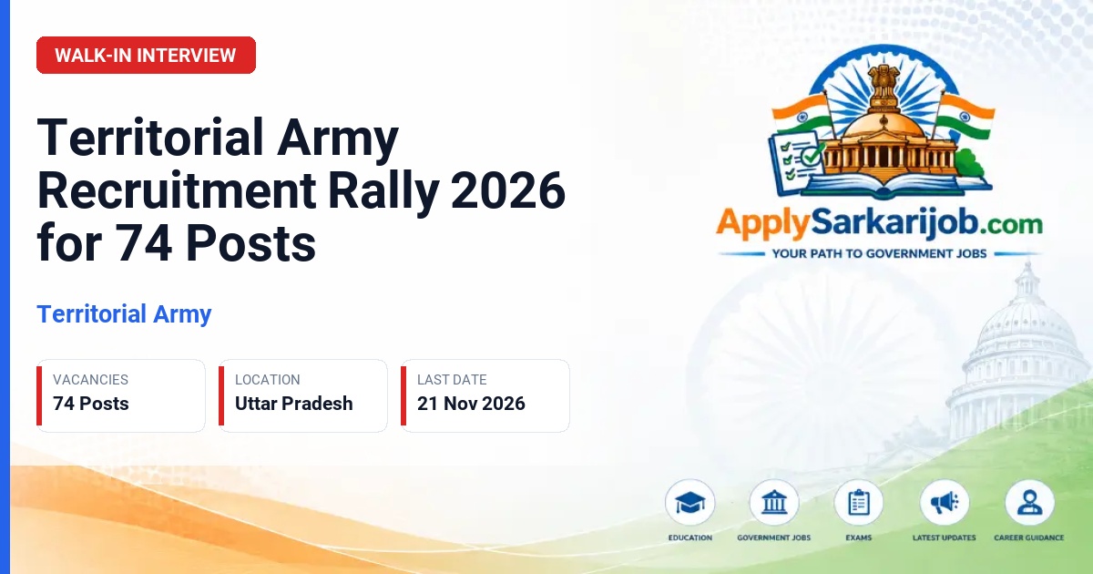 Territorial Army - Junior Commissioned Officer (GD) and various Soldier posts Official Notification Poster & Schedule