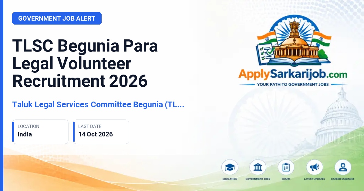Taluk Legal Services Committee Begunia (TLSC Begunia) - Para Legal Volunteer Official Notification Poster & Schedule