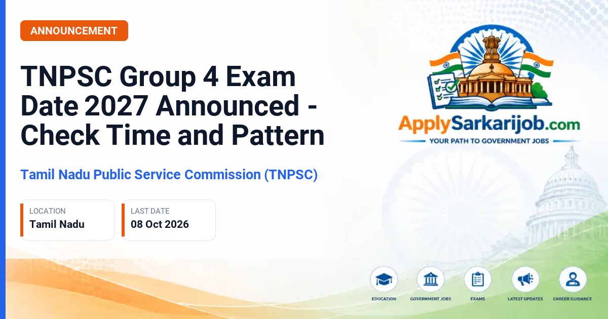 Tamil Nadu Public Service Commission (TNPSC) - Combined Civil Services Examination IV Official Notification Poster & Schedule