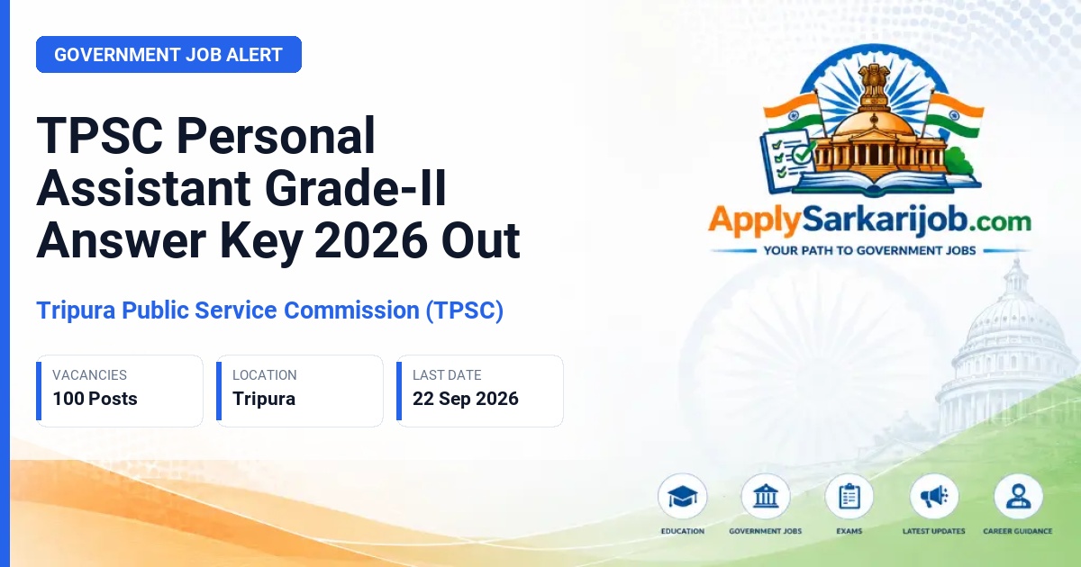 Tripura Public Service Commission (TPSC) - Personal Assistant Grade-II (PA-II) Official Notification Poster & Schedule