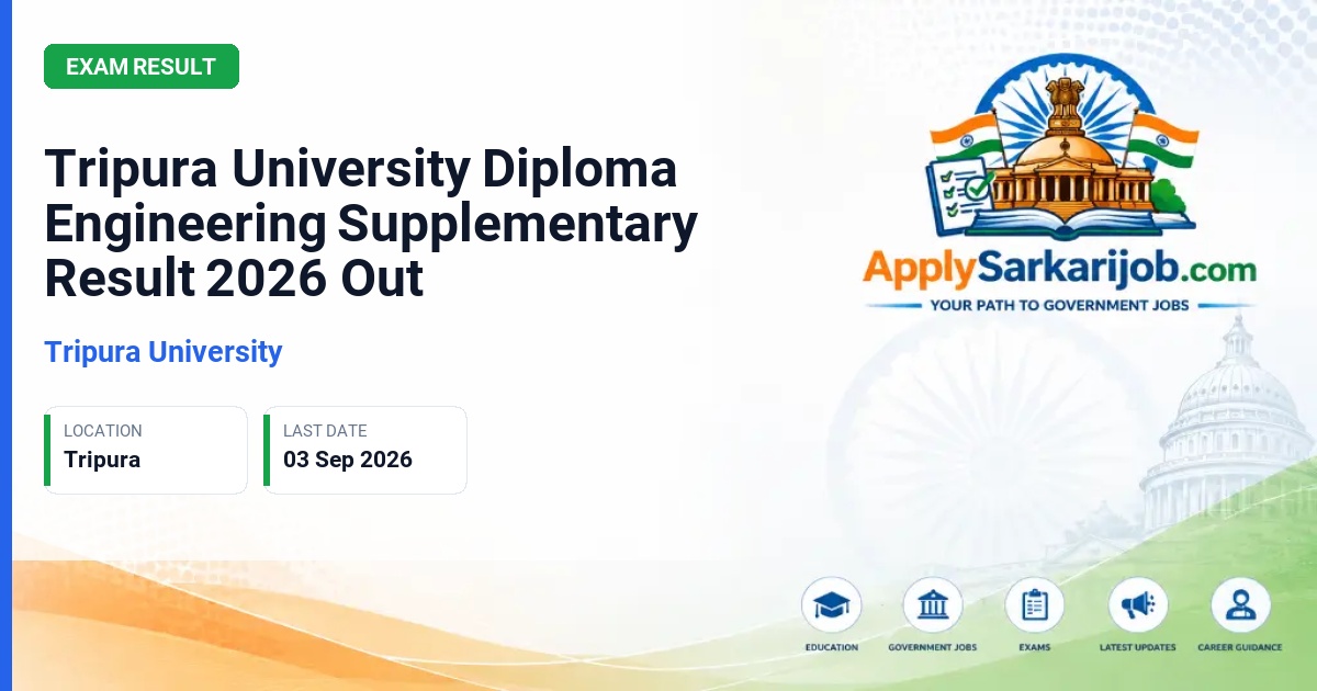Tripura University - Diploma Engineering Special Supplementary Examinations-2026 (Non Samarth) Official Notification Poster & Schedule