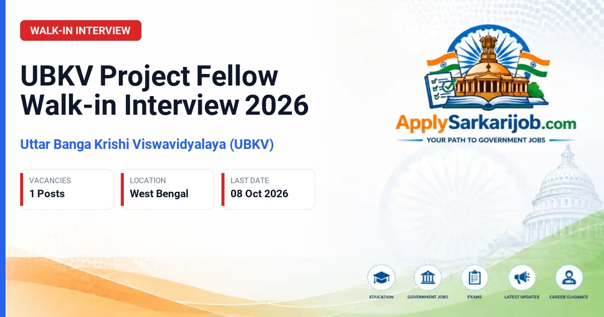 Uttar Banga Krishi Viswavidyalaya (UBKV) - Project Fellow Official Notification Poster & Schedule