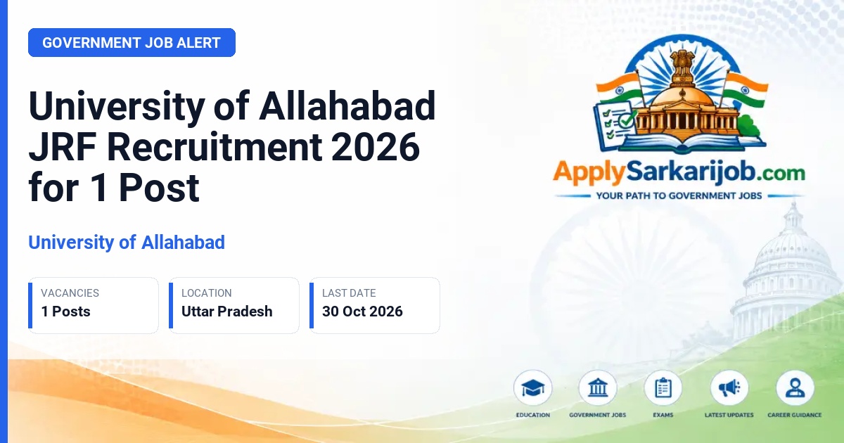 University of Allahabad - Junior Research Fellow Official Notification Poster & Schedule