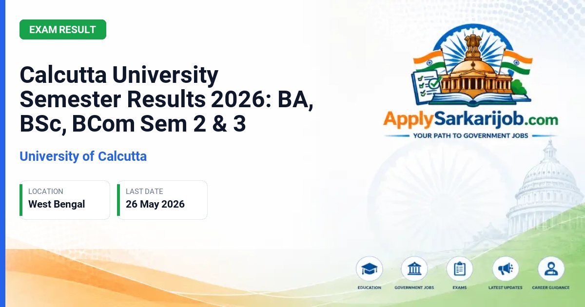 University of Calcutta - Calcutta University Semester Results 2026: BA, BSc, BCom Sem 2 & 3 Official Notification Poster & Schedule